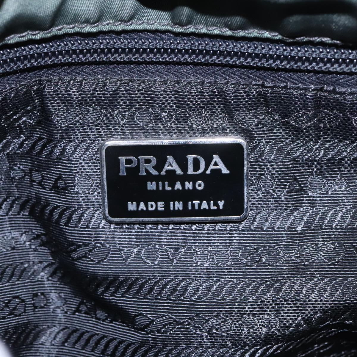 PRADA Hand Bag Nylon Khaki Auth bs18207