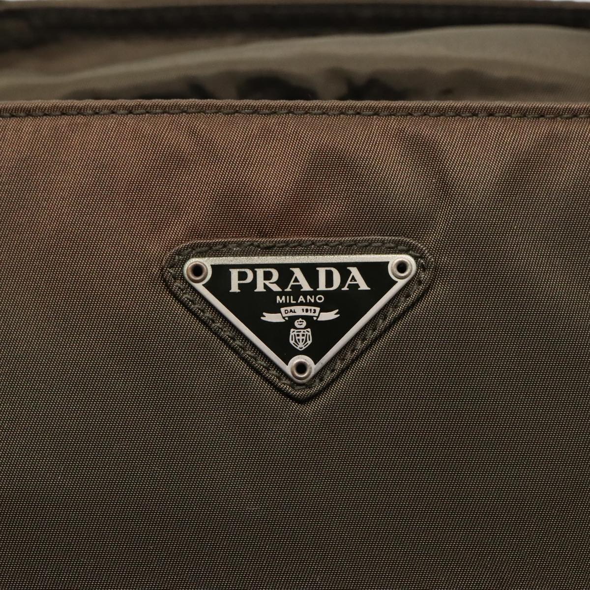 PRADA Hand Bag Nylon Khaki Auth bs18208