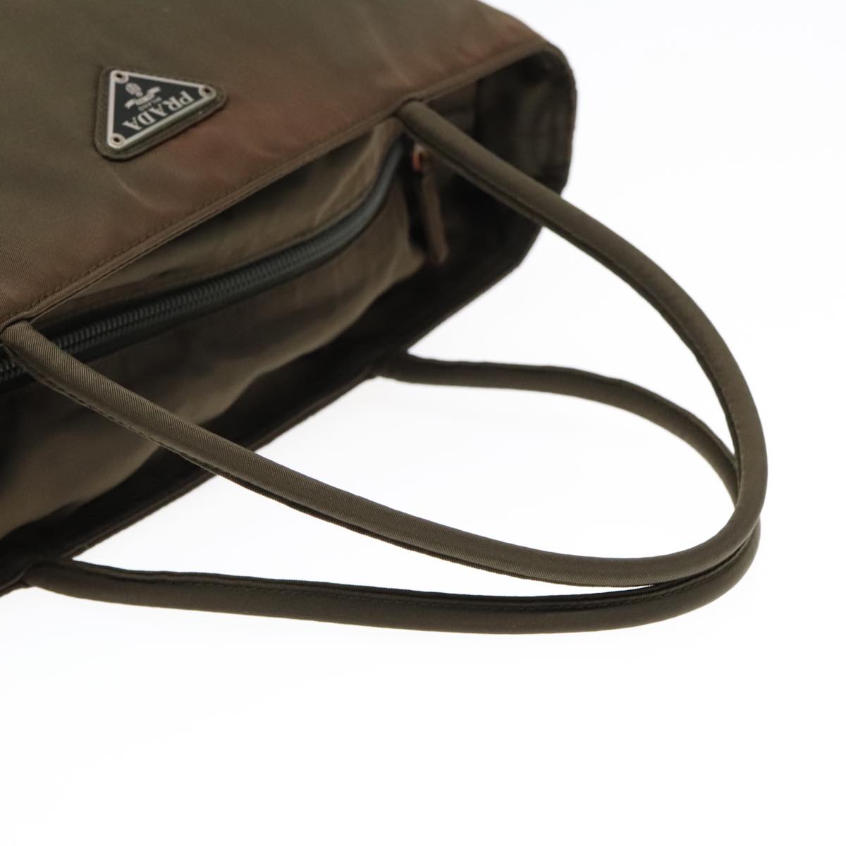 PRADA Hand Bag Nylon Khaki Auth bs18208