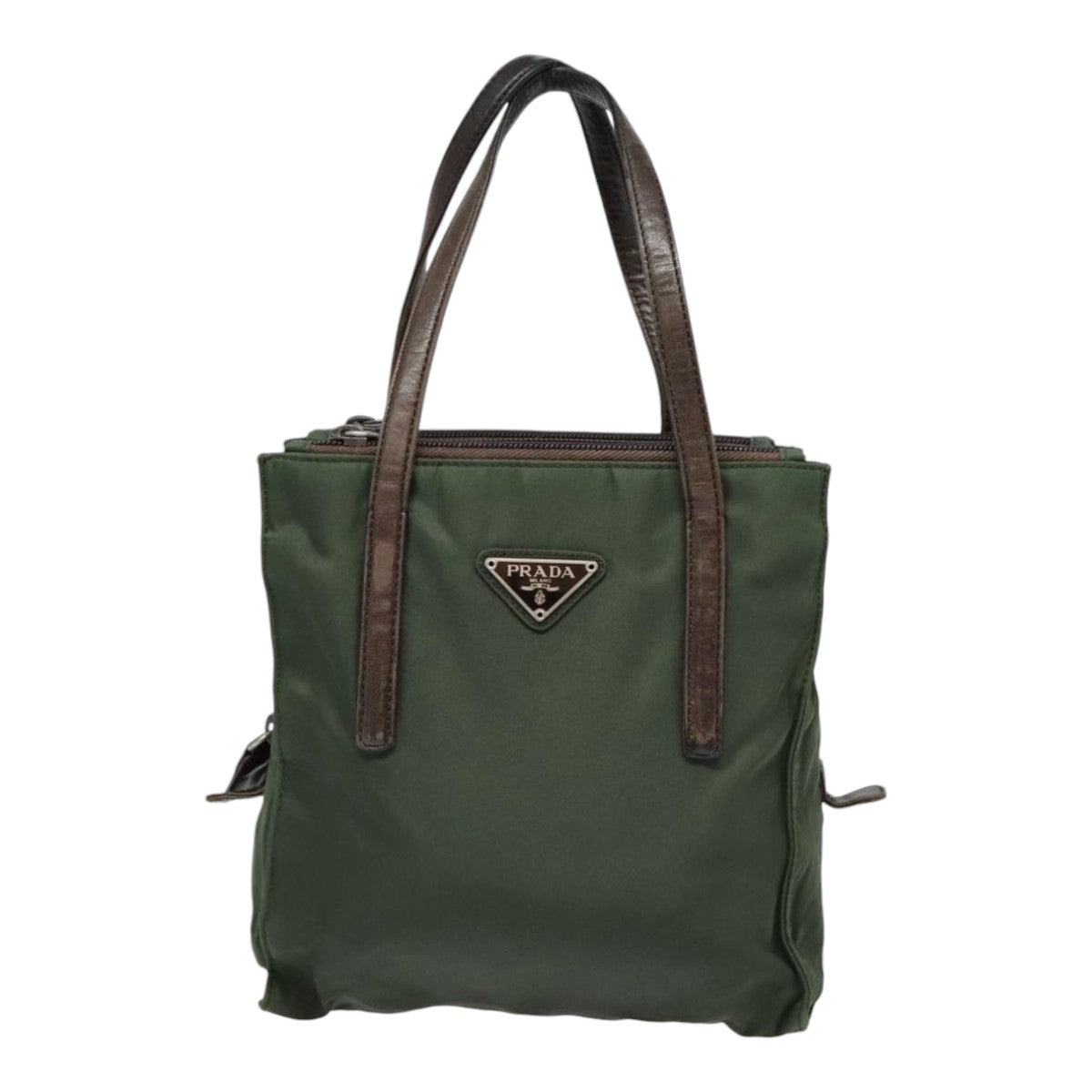 PRADA Hand Bag Nylon Green Auth bs18209