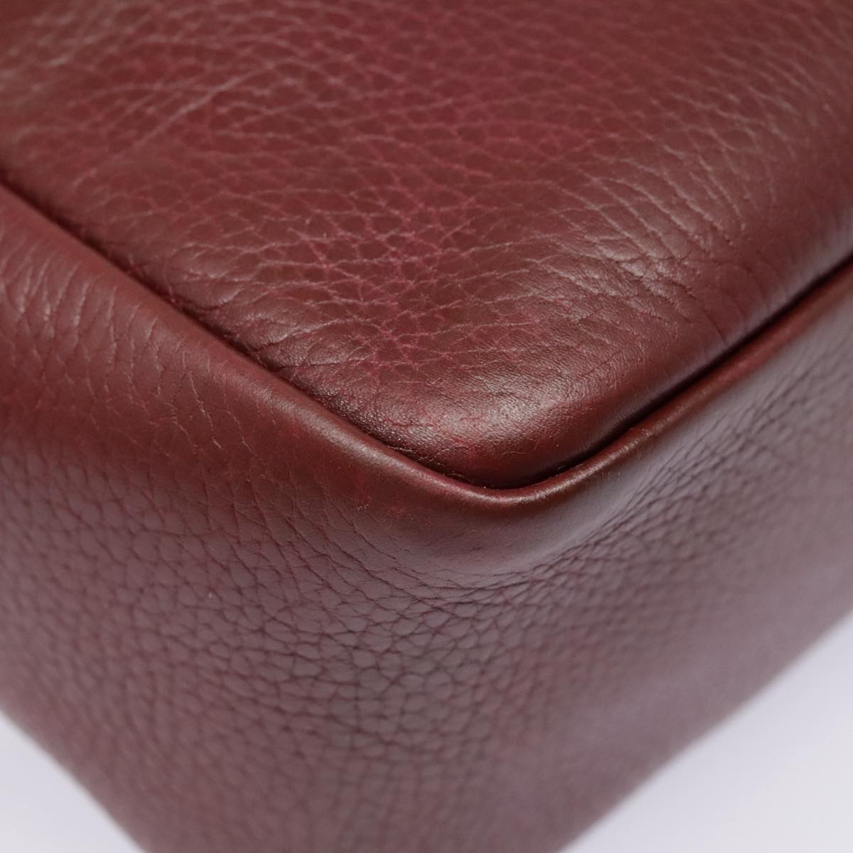 CARTIER Must Line Hand Bag Leather Bordeaux Auth bs18220