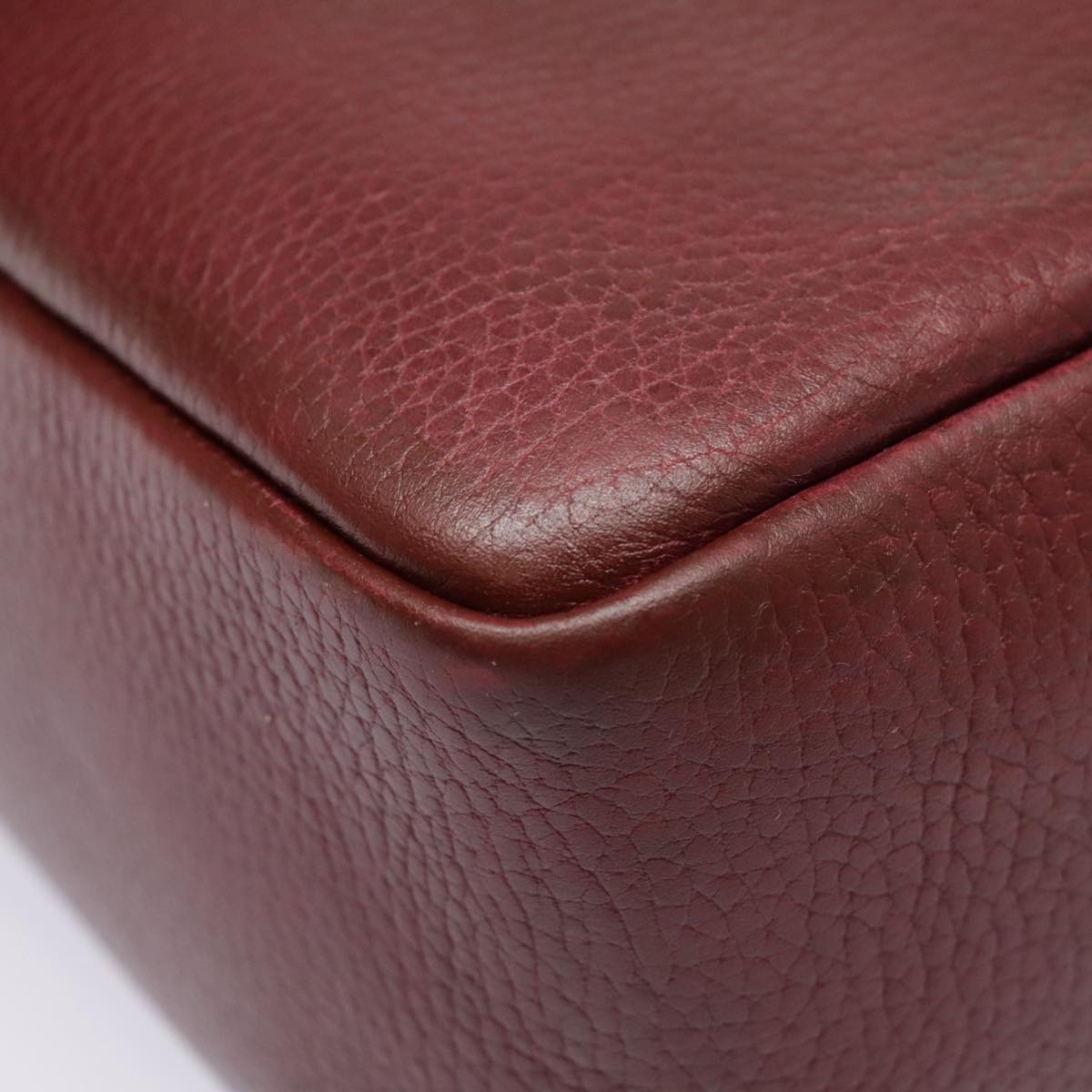 CARTIER Must Line Hand Bag Leather Bordeaux Auth bs18220