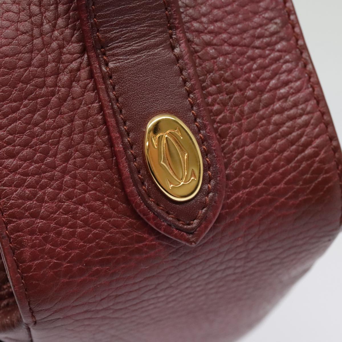 CARTIER Must Line Hand Bag Leather Bordeaux Auth bs18220