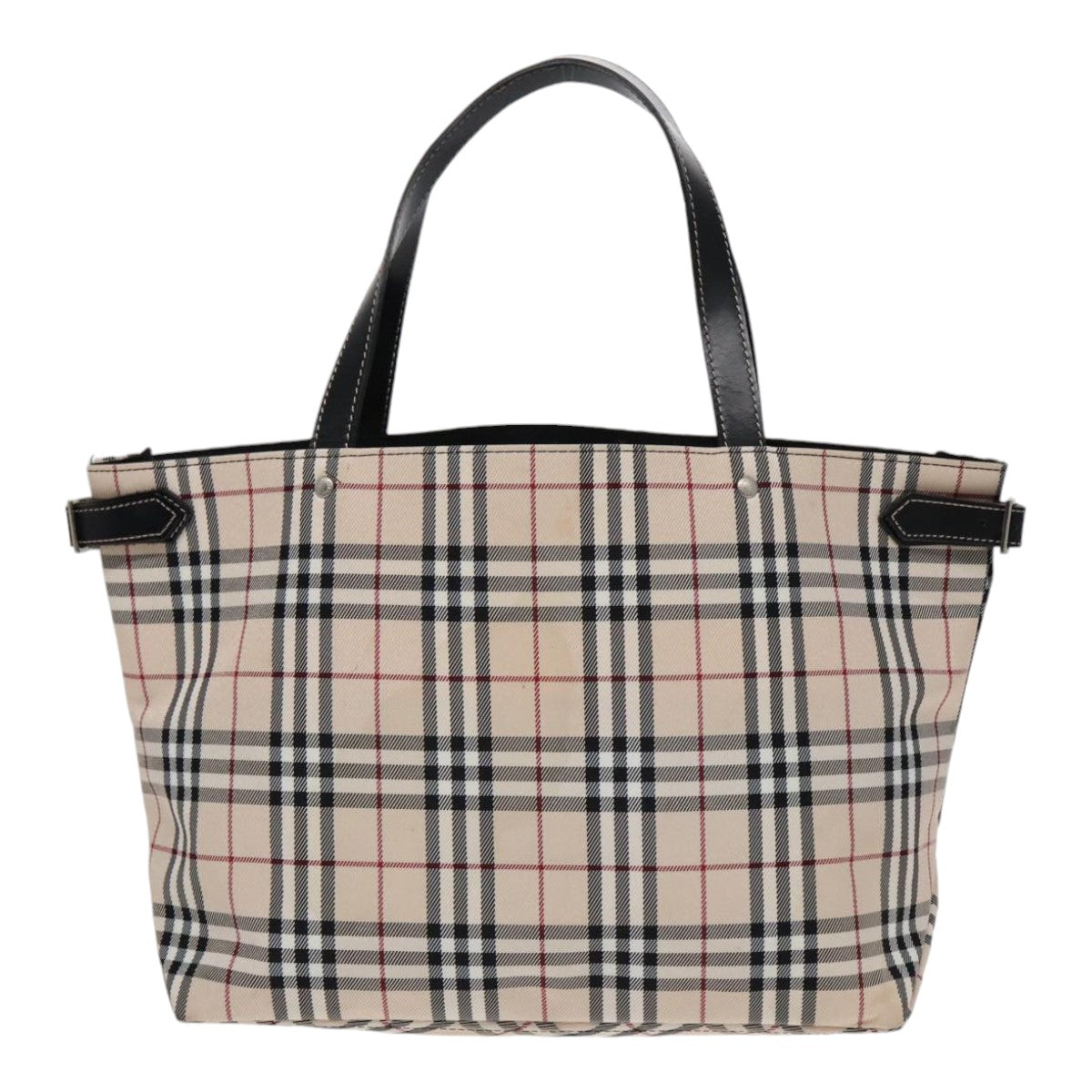 BURBERRY Nova Check Blue Label Tote Bag Nylon Beige Auth bs18235