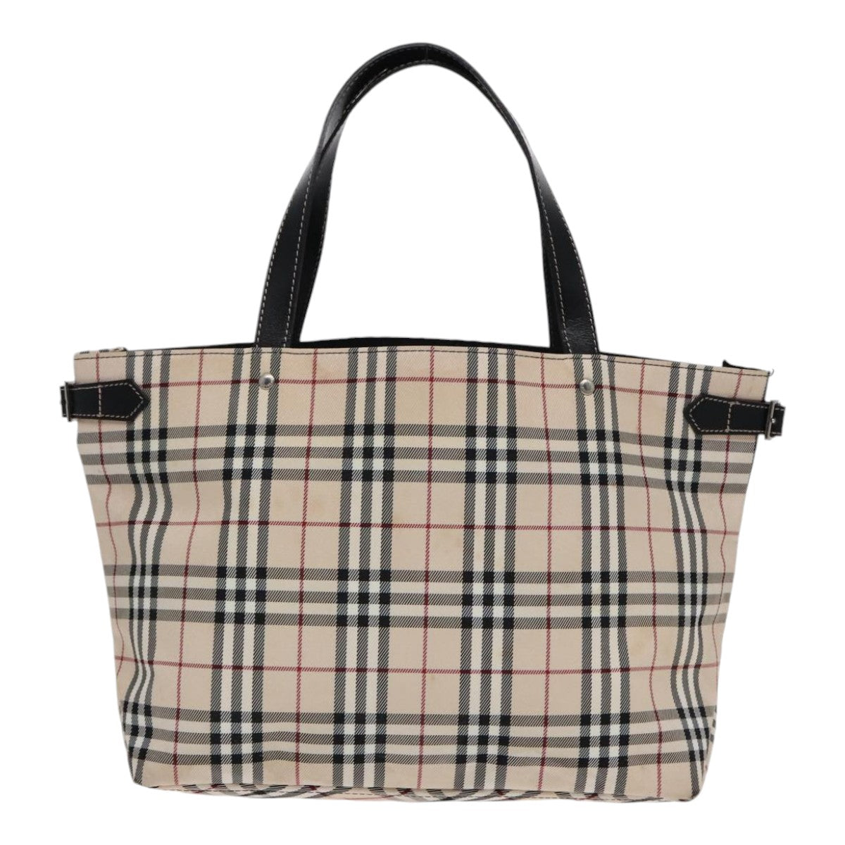 BURBERRY Nova Check Blue Label Tote Bag Nylon Beige Auth bs18235