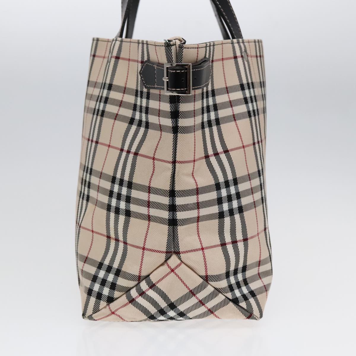 BURBERRY Nova Check Blue Label Tote Bag Nylon Beige Auth bs18235