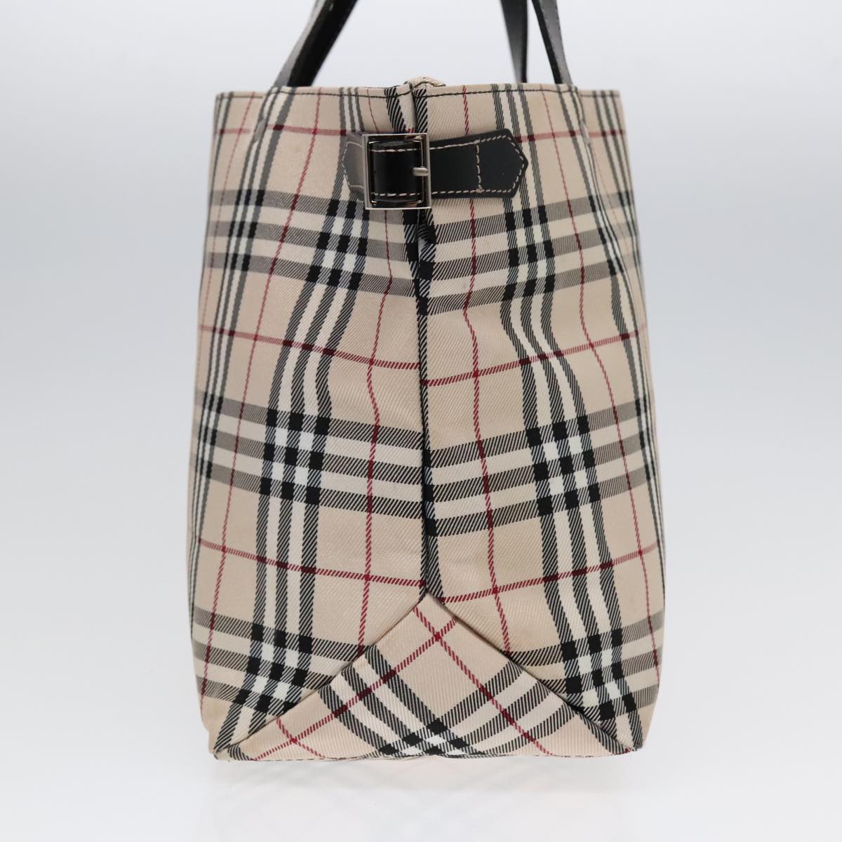 BURBERRY Nova Check Blue Label Tote Bag Nylon Beige Auth bs18235