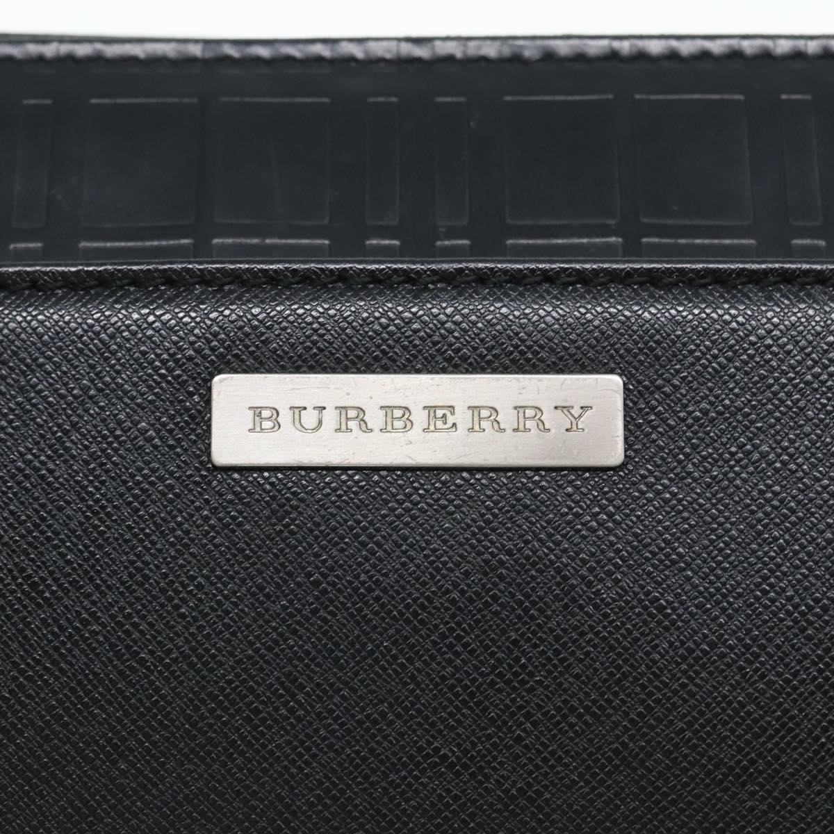 BURBERRY Clutch Bag Leather Black Silver Auth bs18236