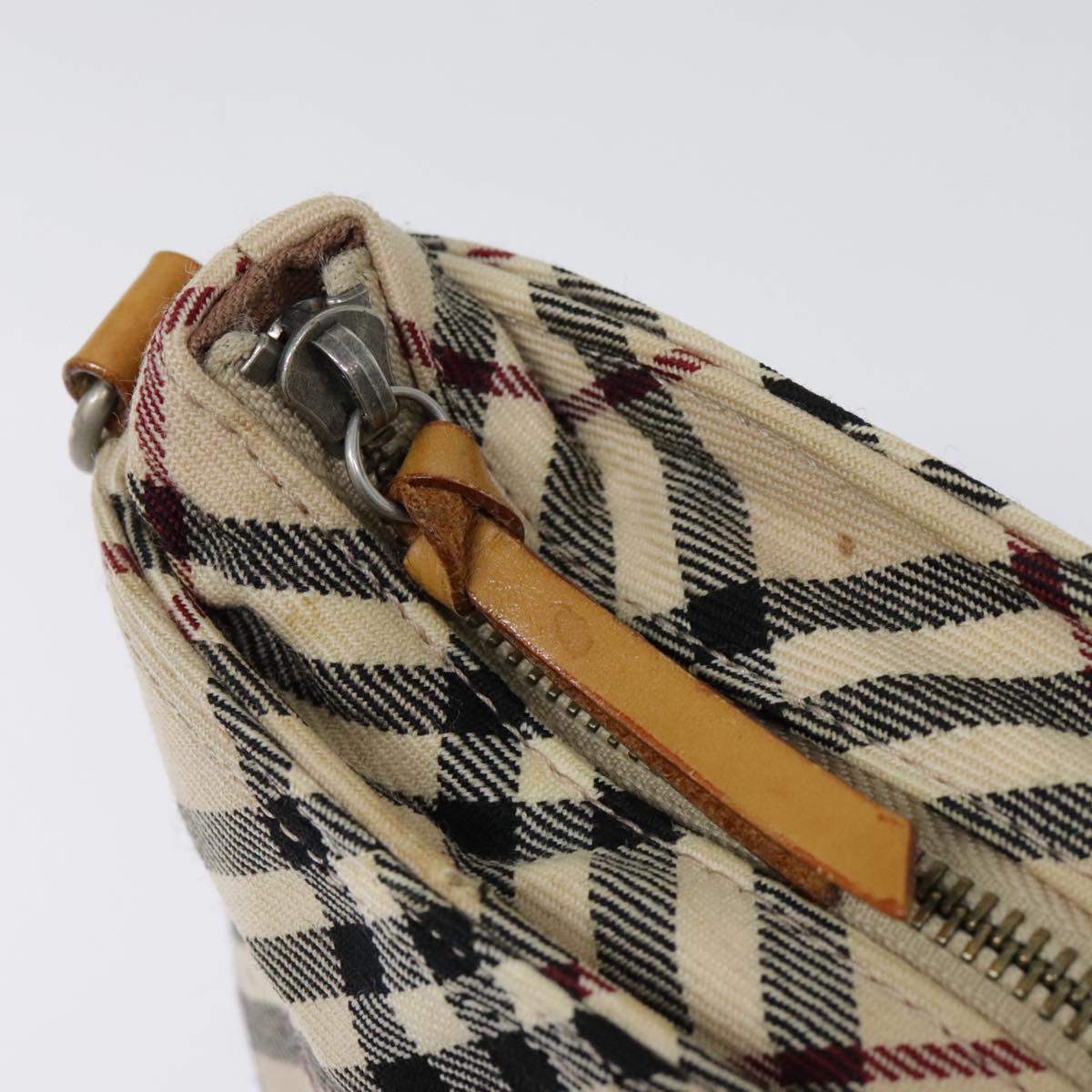 BURBERRY Nova Check Blue Label Shoulder Bag Canvas Beige Auth bs18240