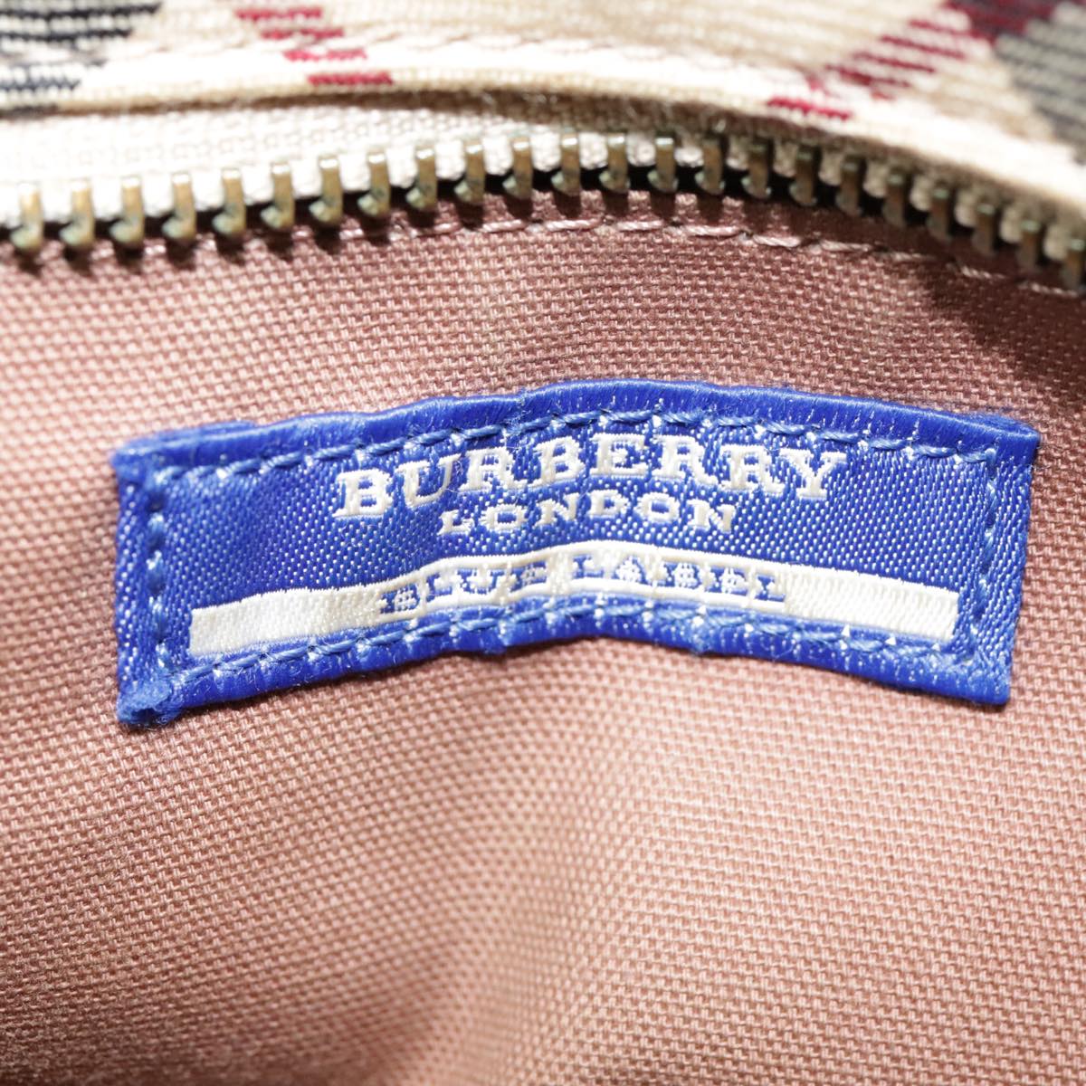 BURBERRY Nova Check Blue Label Shoulder Bag Canvas Beige Auth bs18240