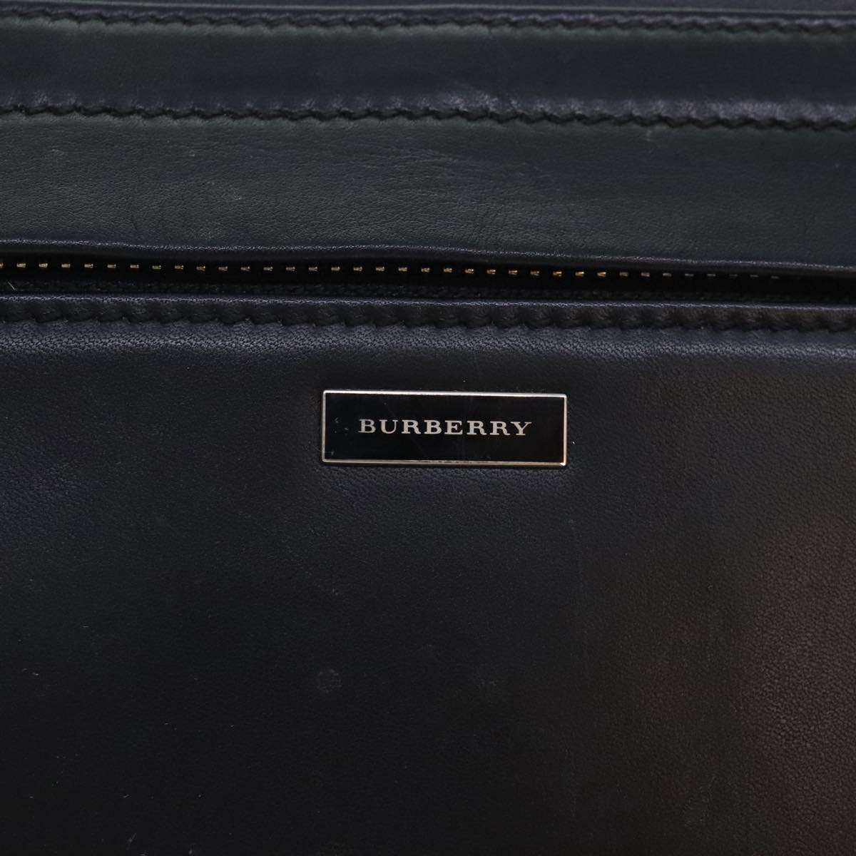 BURBERRY Nova Check Clutch Bag Leather Black Auth bs18242