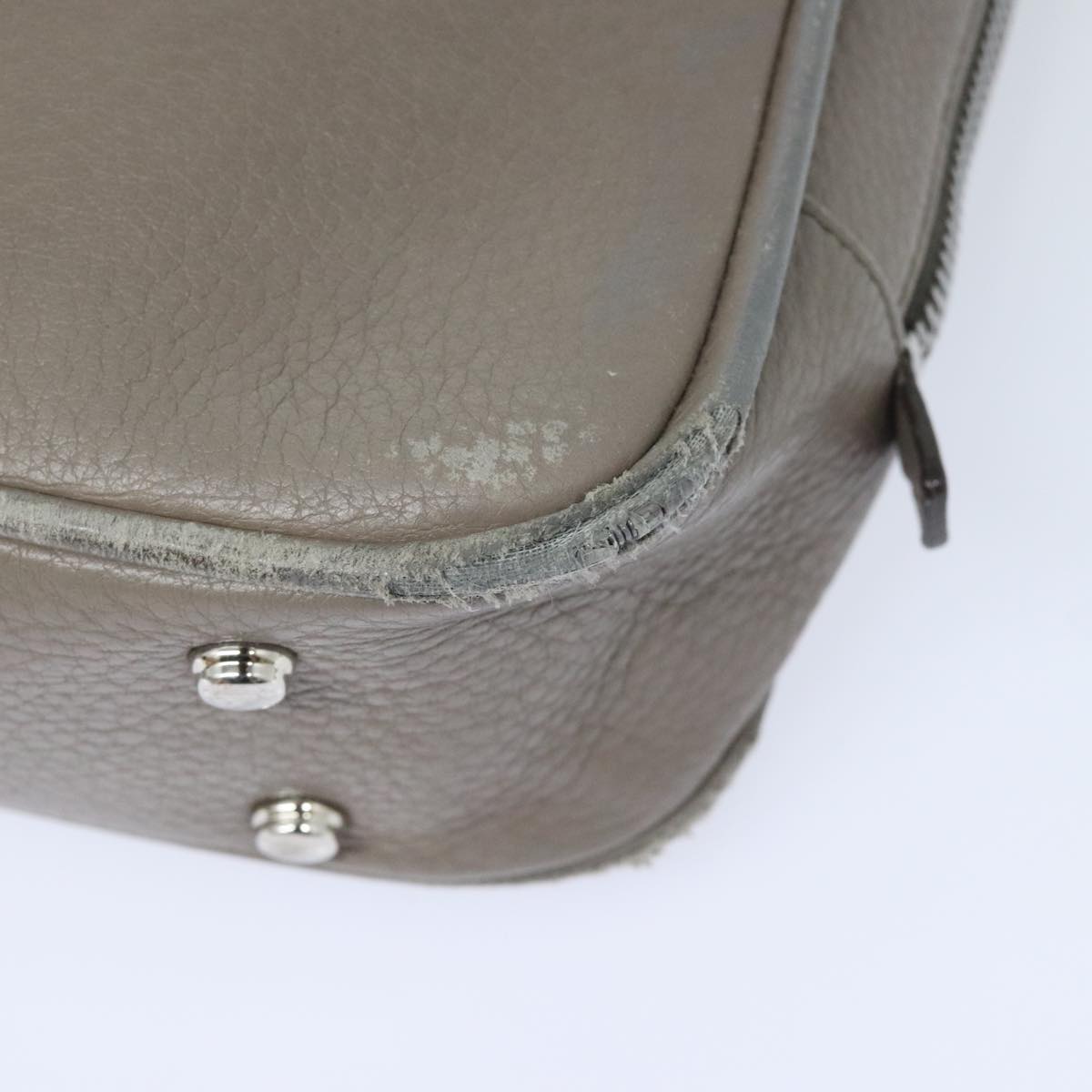 BALLY Hand Bag Leather Gray Silver Auth bs18244