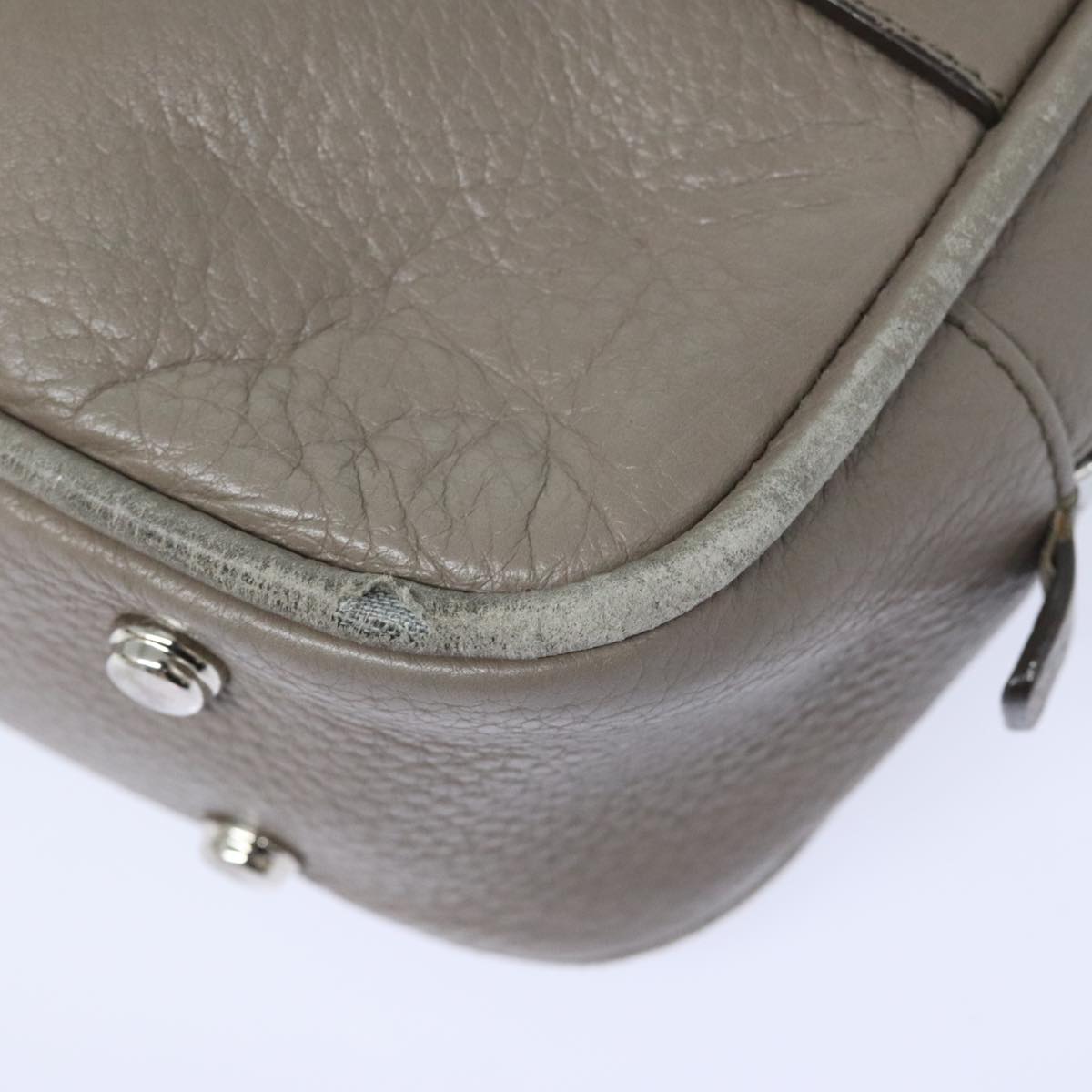 BALLY Hand Bag Leather Gray Silver Auth bs18244