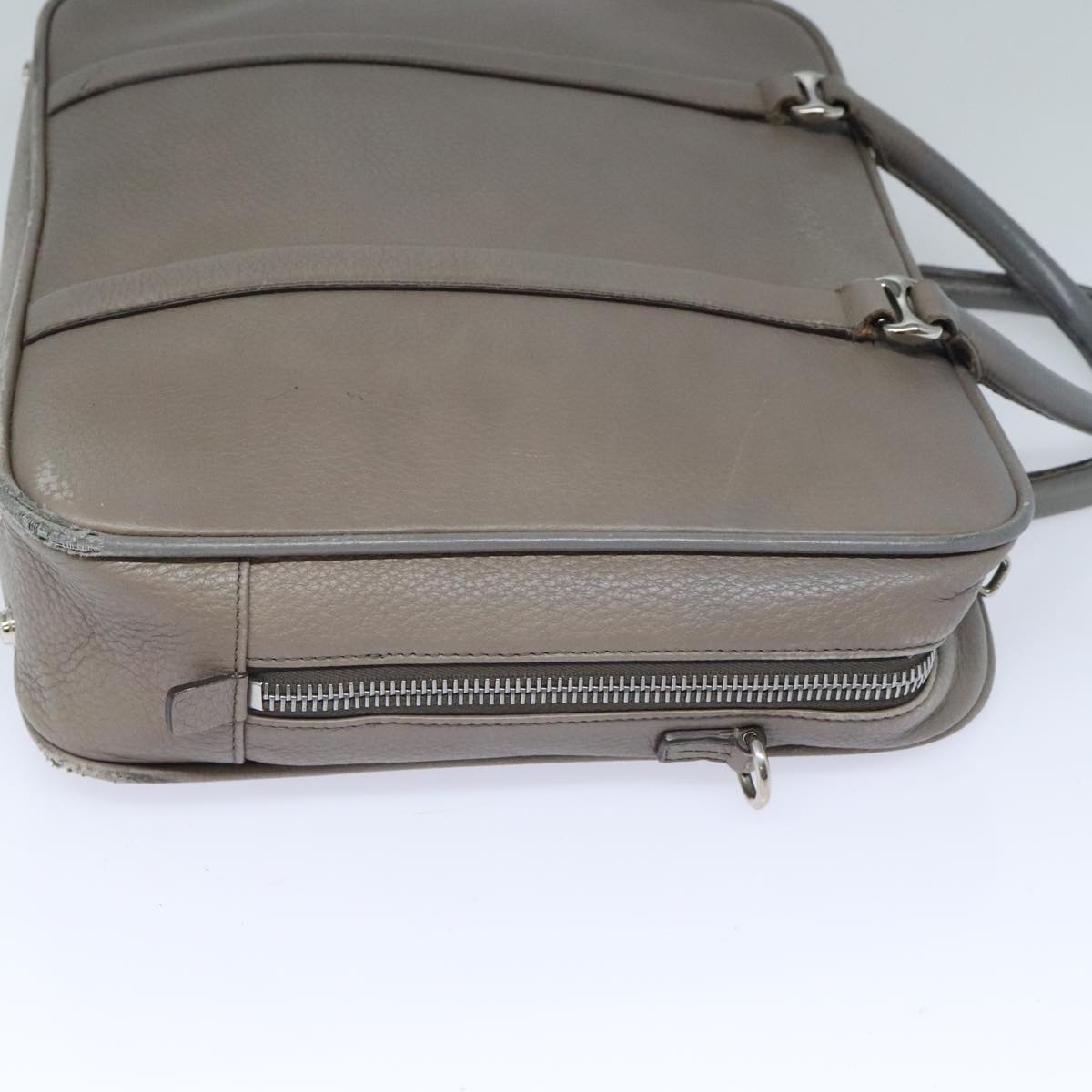 BALLY Hand Bag Leather Gray Silver Auth bs18244