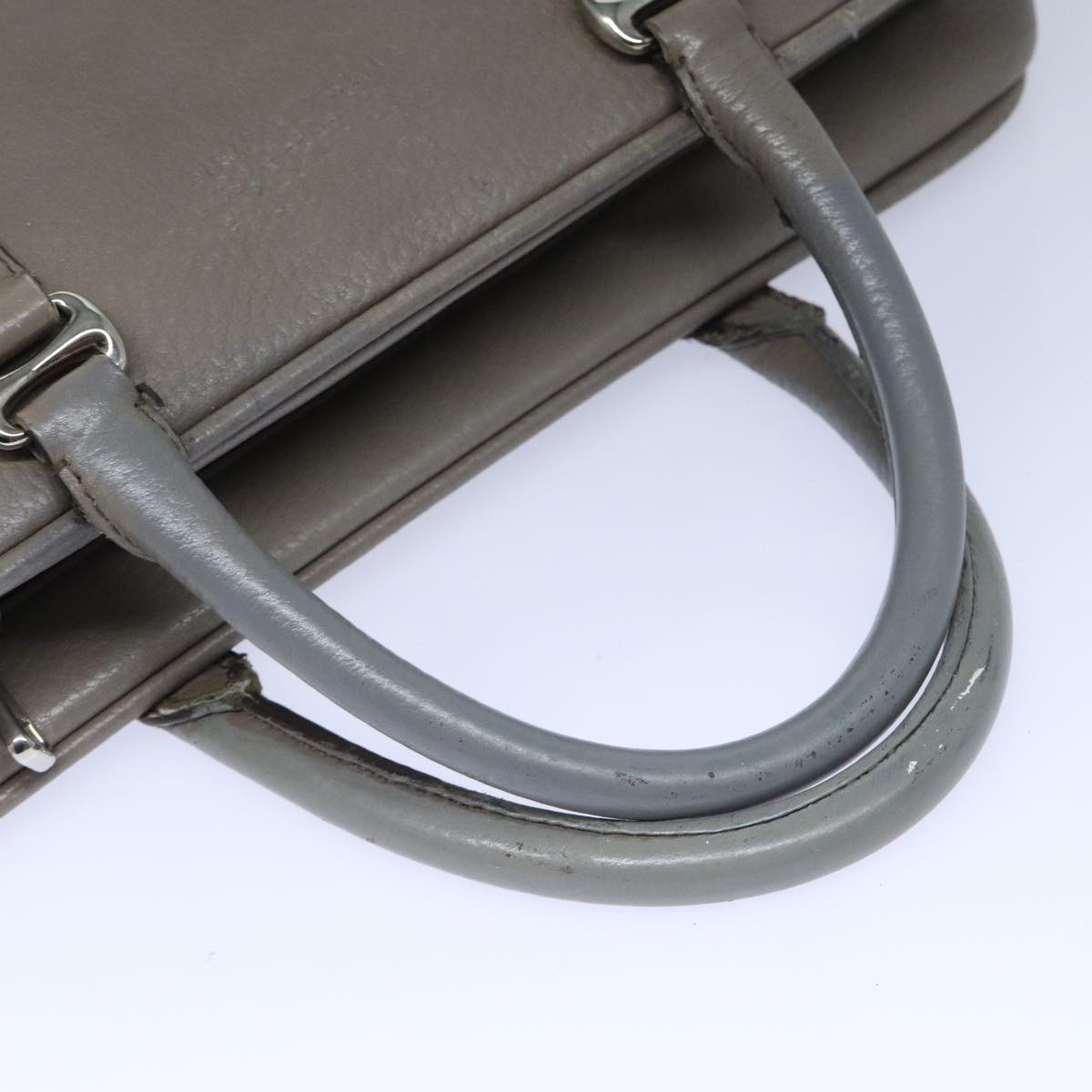 BALLY Hand Bag Leather Gray Silver Auth bs18244