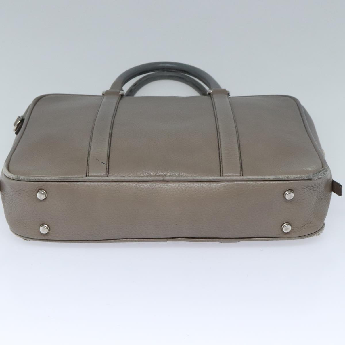 BALLY Hand Bag Leather Gray Silver Auth bs18244