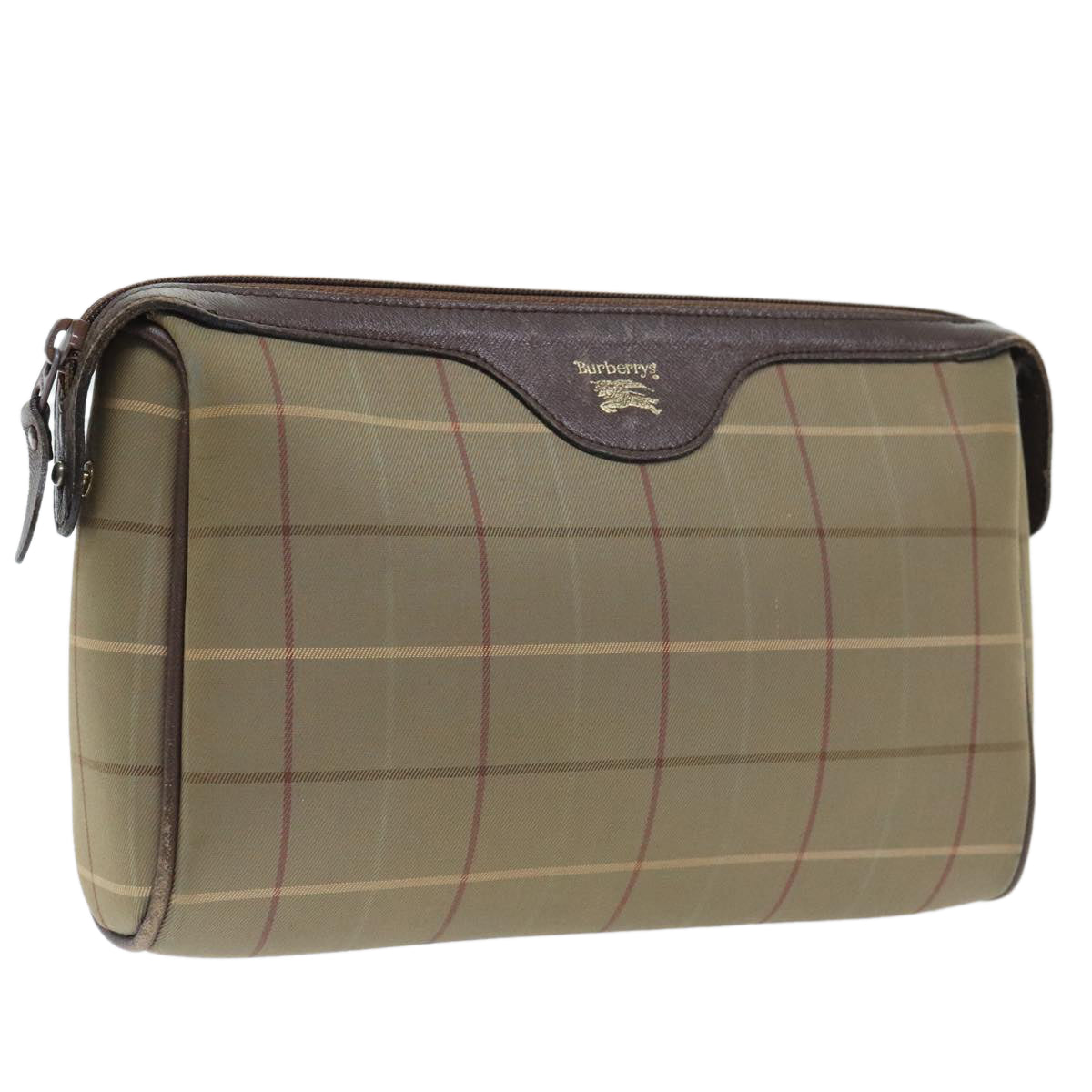 Burberrys Nova Check Clutch Bag Canvas Brown Auth bs18261