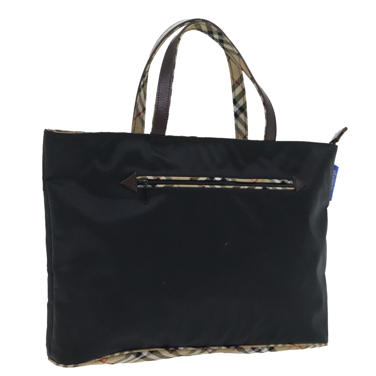 Burberrys Nova Check Hand Bag Nylon Black Beige Auth bs18265