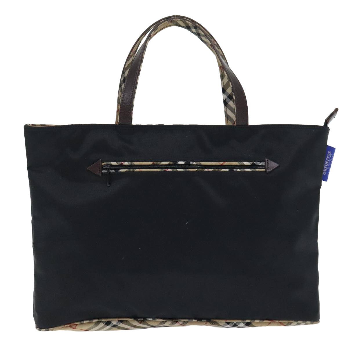 Burberrys Nova Check Hand Bag Nylon Black Beige Auth bs18265