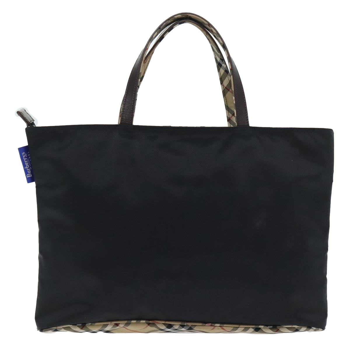 Burberrys Nova Check Hand Bag Nylon Black Beige Auth bs18265