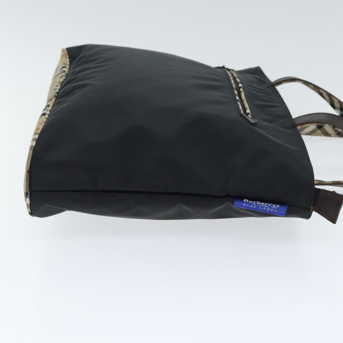 Burberrys Nova Check Hand Bag Nylon Black Beige Auth bs18265