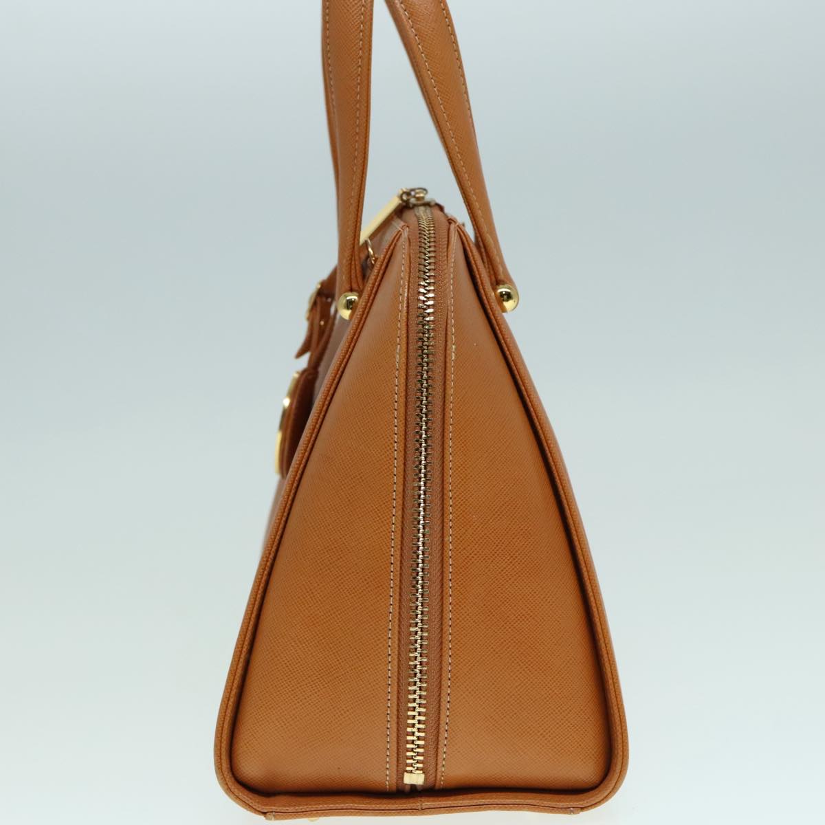 VALENTINO Hand Bag Leather 2way Brown Gold Auth bs18269