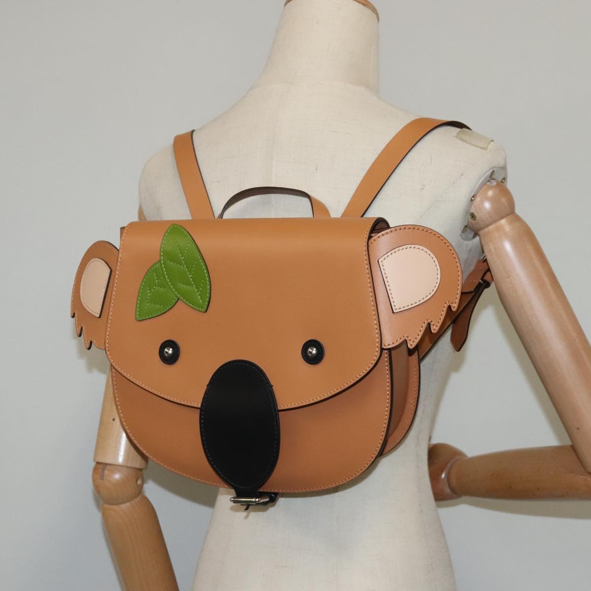 GUCCI Koala Backpack Leather Brown Auth bs18271A