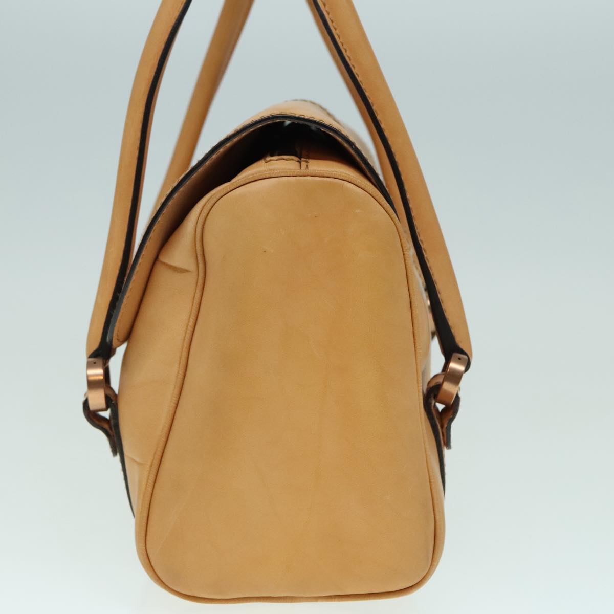 GUCCI Hand Bag Leather Beige Auth bs18272