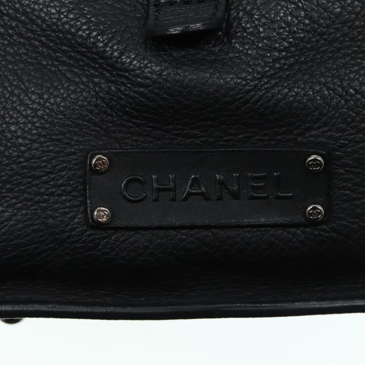 CHANEL Hand Bag Leather Black CC Auth bs18281