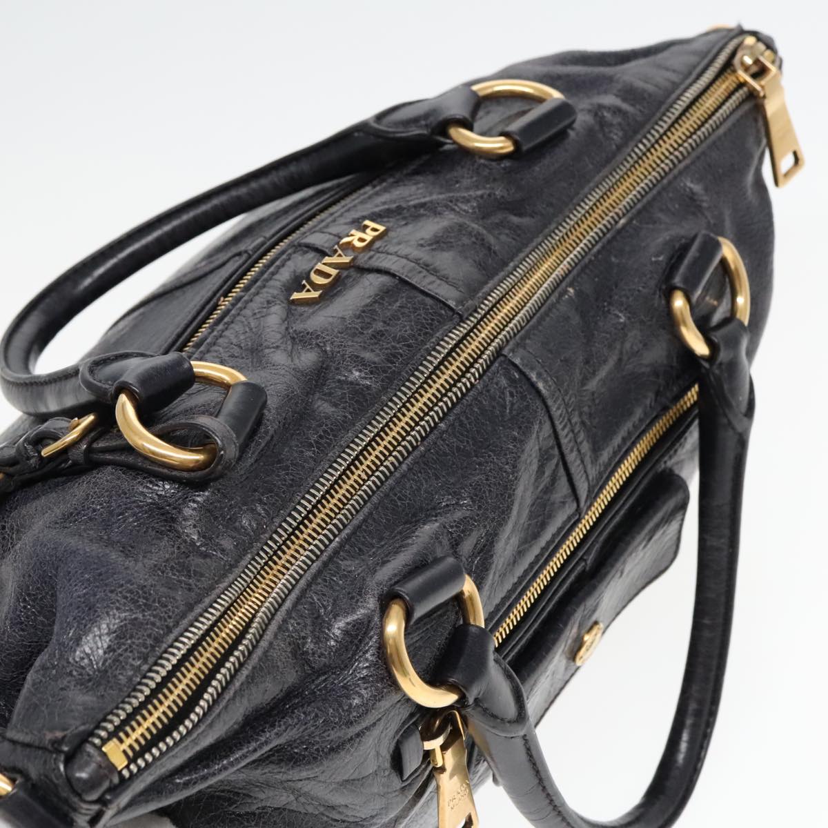 PRADA Hand Bag Leather 2way Black Auth bs18291