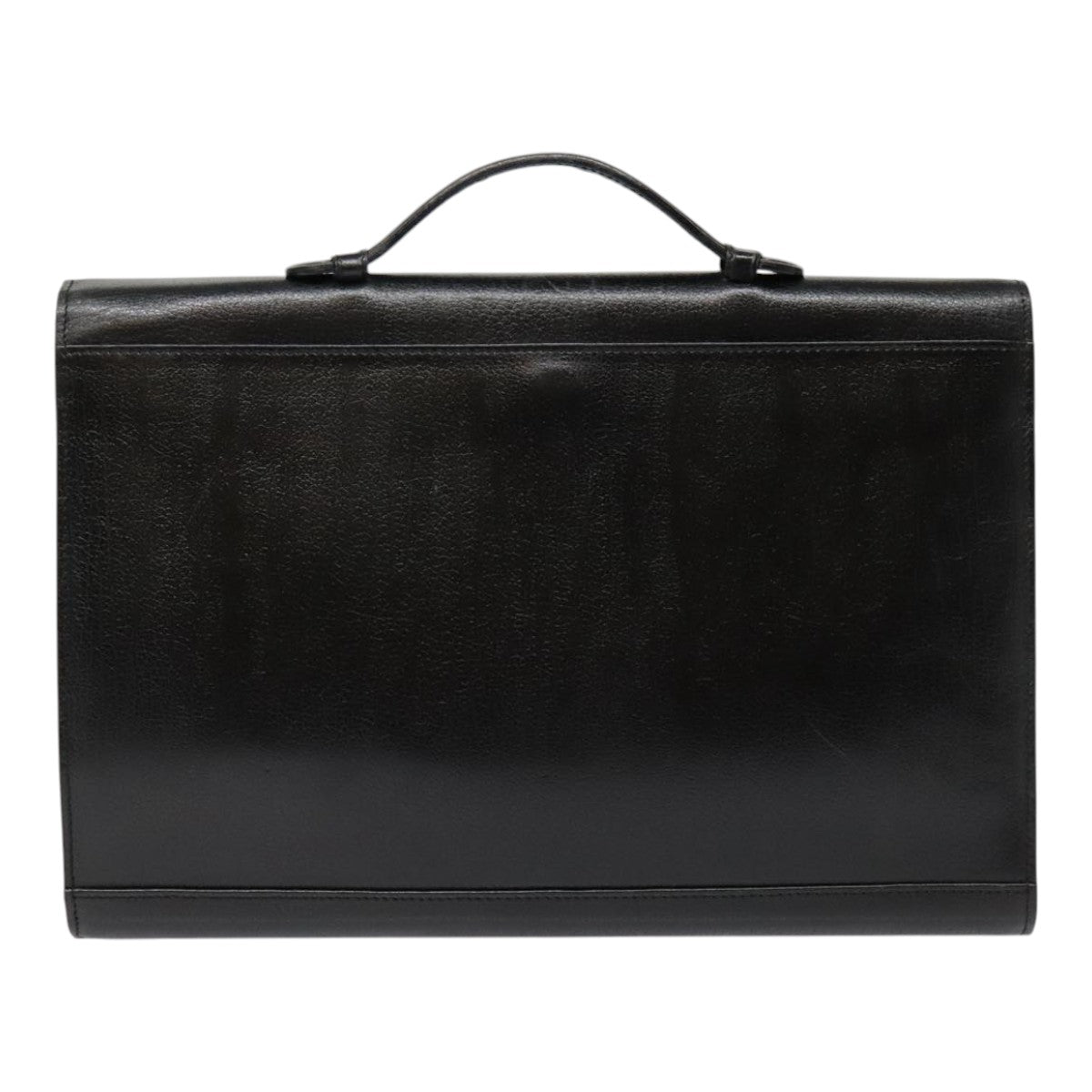 BALLY Briefcase Leather Black Gold Auth bs18292