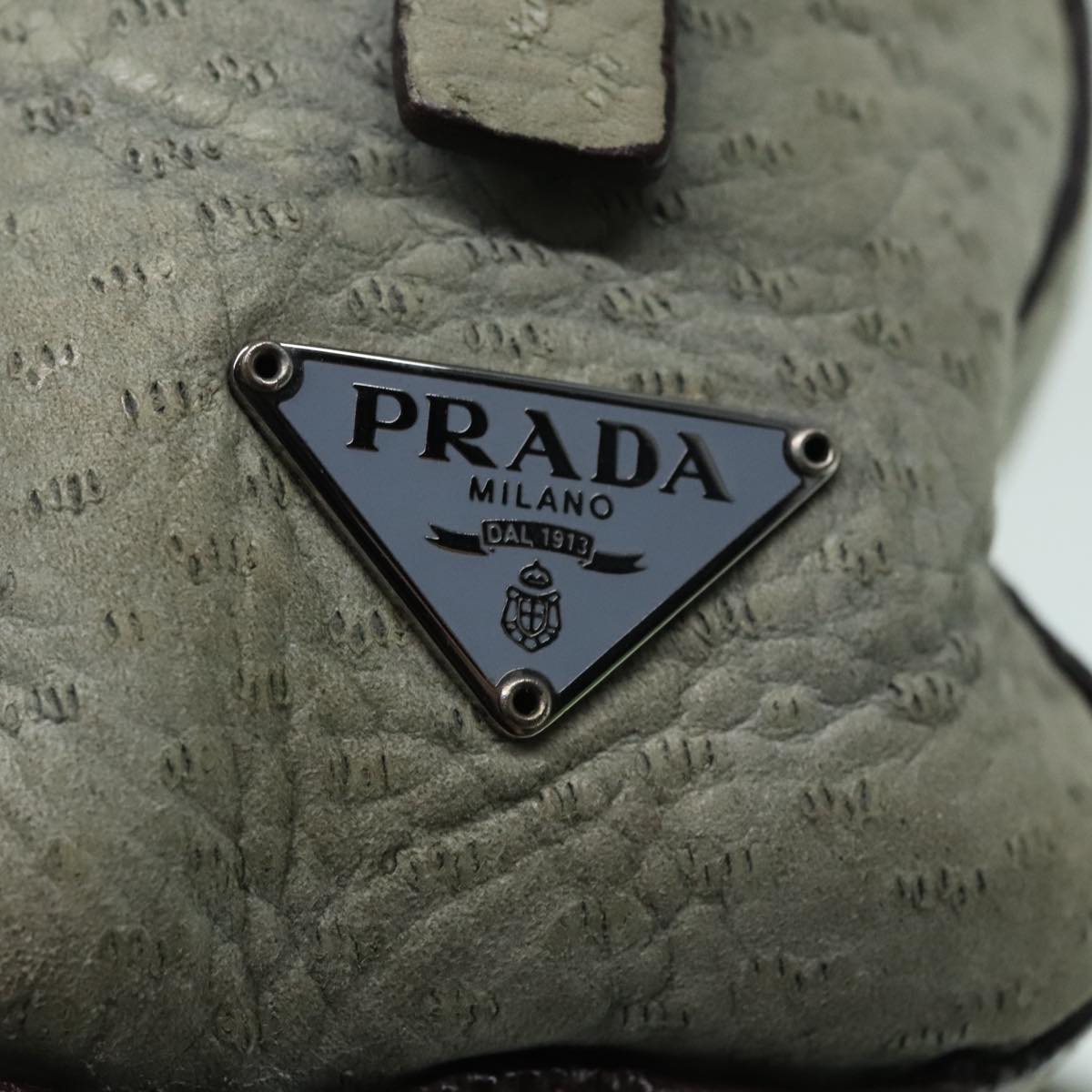 PRADA Hand Bag Suede Gray Silver Auth bs18312