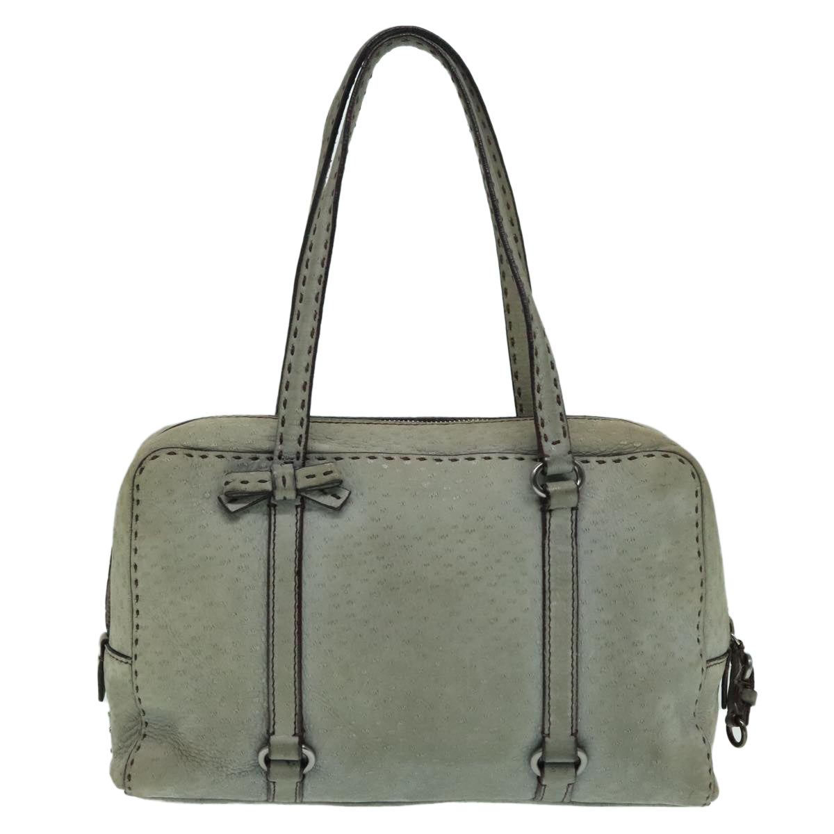 PRADA Hand Bag Suede Gray Silver Auth bs18312