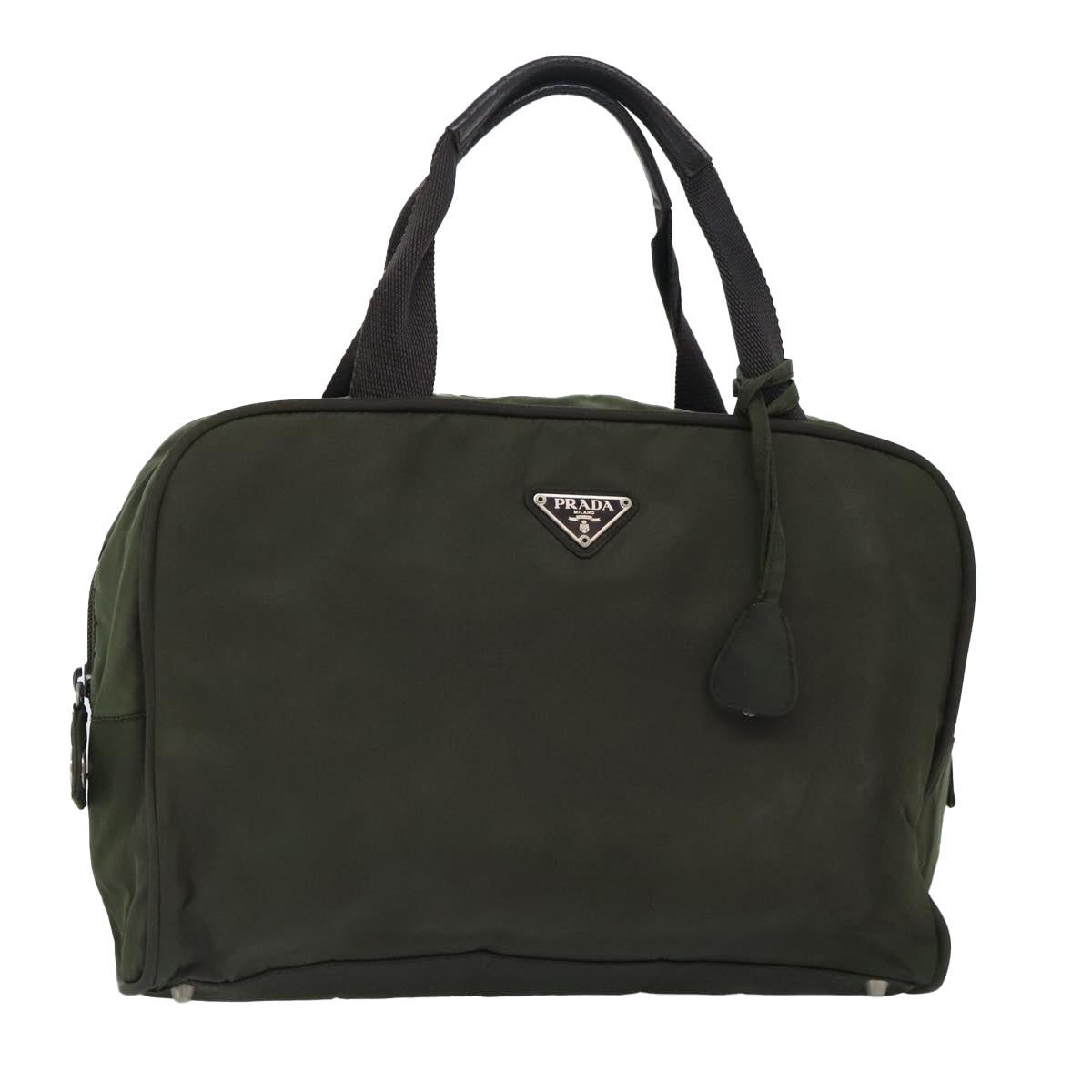 PRADA Hand Bag Nylon Green Silver Auth bs18315