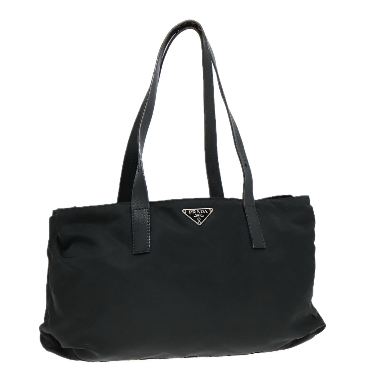 PRADA Hand Bag Nylon Black Silver Auth bs18317