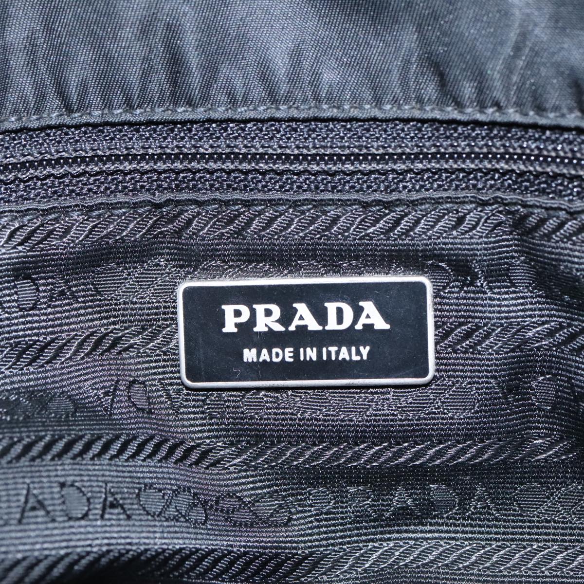 PRADA Hand Bag Nylon Black Silver Auth bs18317