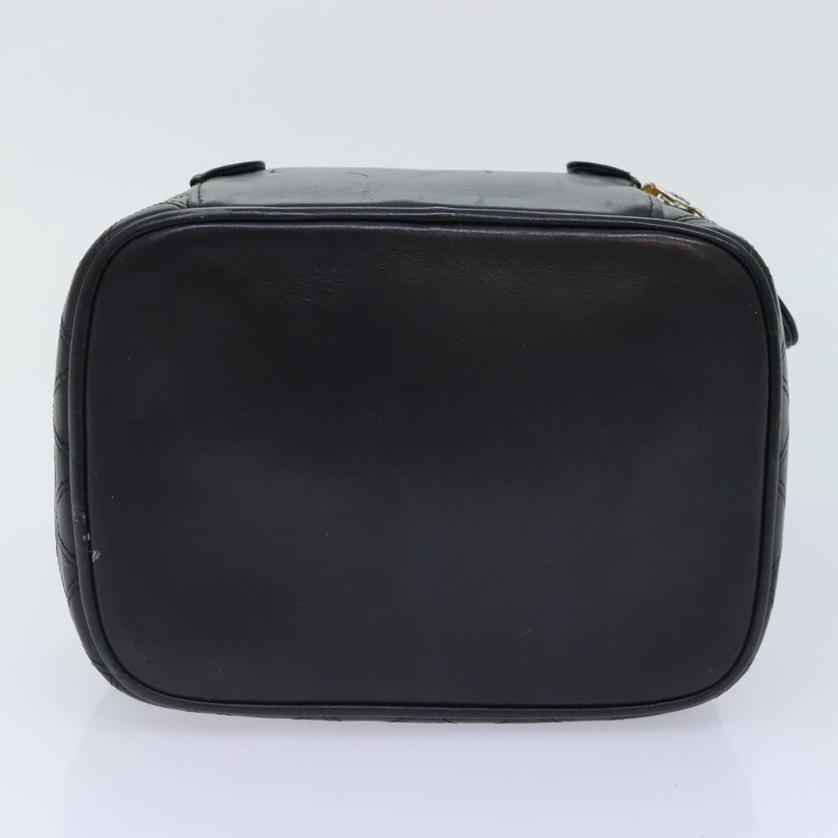 CHANEL Bicolore Vanity Cosmetic Pouch Leather Black CC Auth bs18328