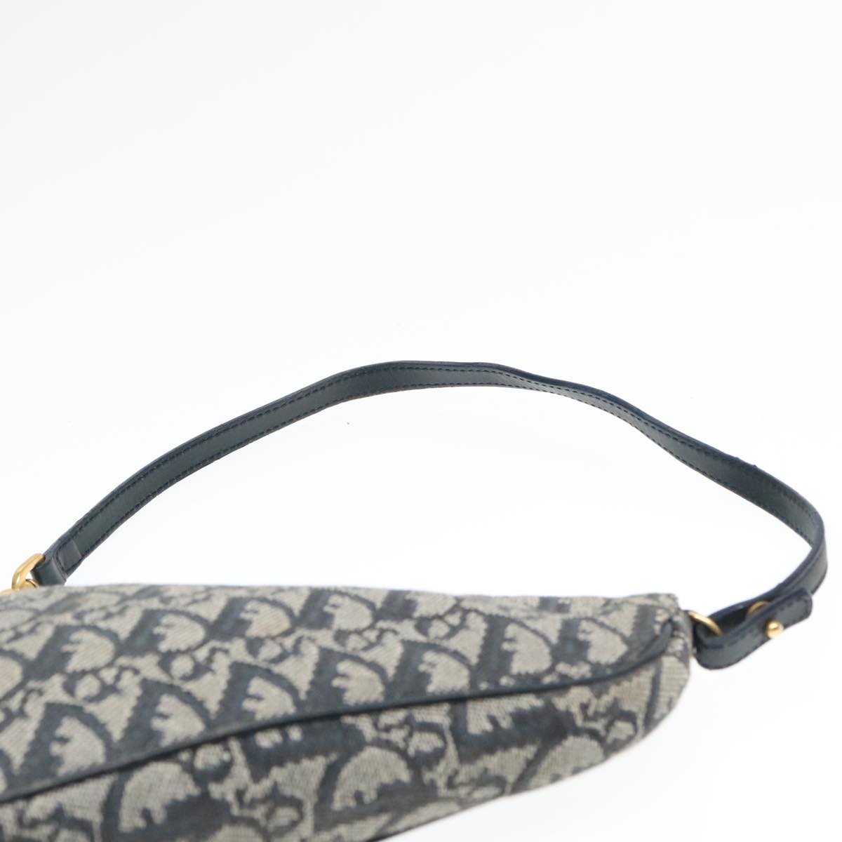 Christian Dior Trotter Canvas Saddle Accessory Pouch Navy Gold Auth bs18363