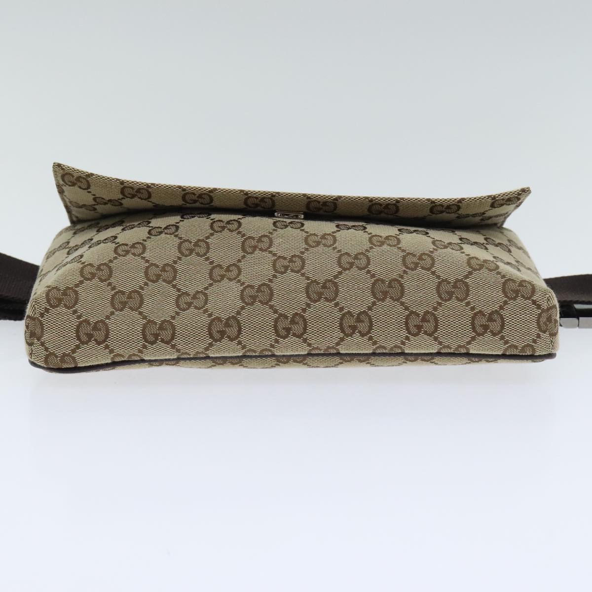 GUCCI GG Canvas Body Bag Beige Silver 146304 Auth bs18373