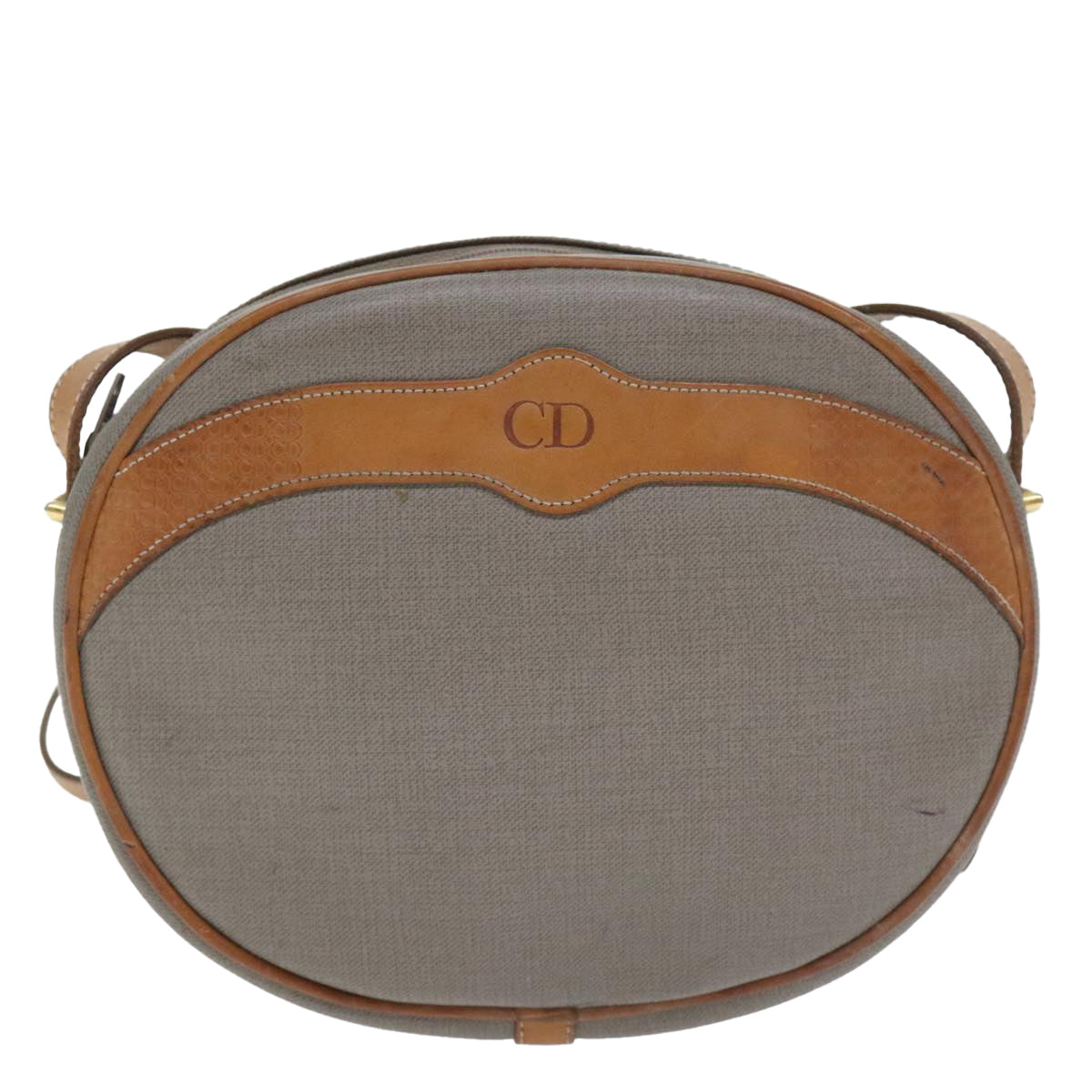 Christian Dior Shoulder Bag Leather PVC Gray Gold Auth bs18377