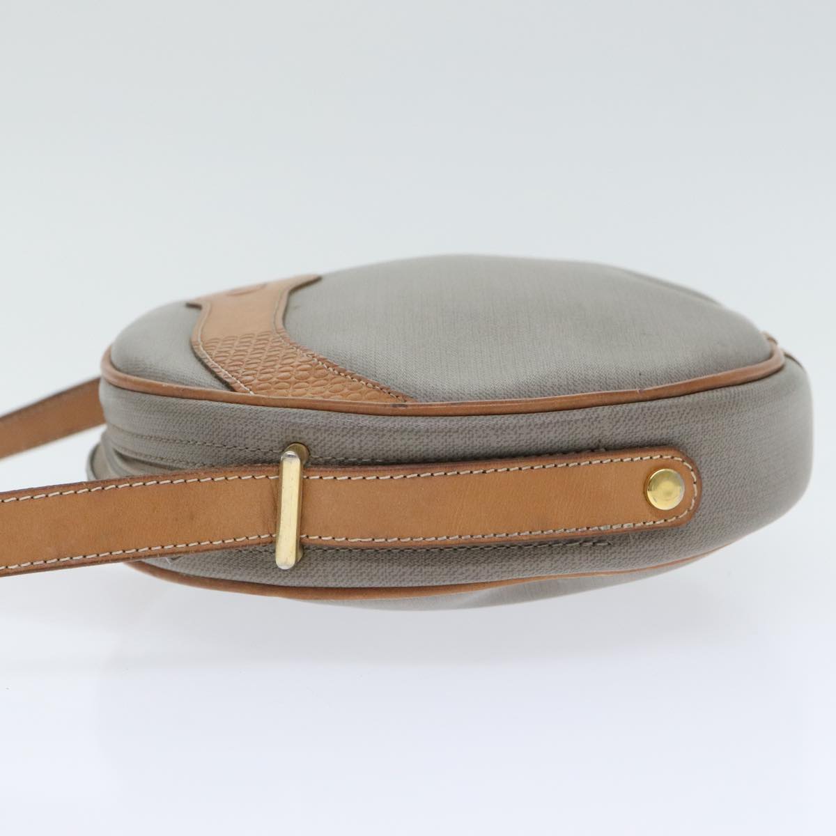 Christian Dior Shoulder Bag Leather PVC Gray Gold Auth bs18377