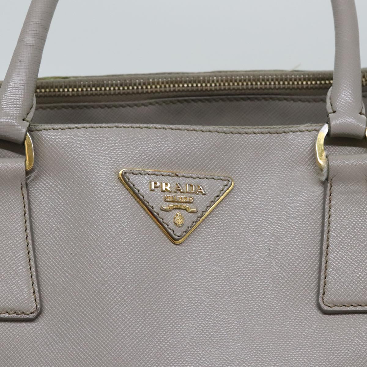 PRADA Galleria Hand Bag Safiano leather Gray Gold Auth bs18424