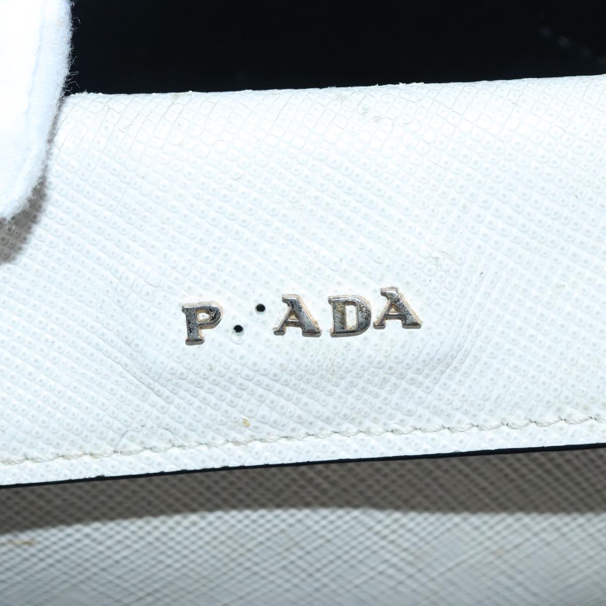 PRADA Safiano leather Hand Bag White Auth bs18431