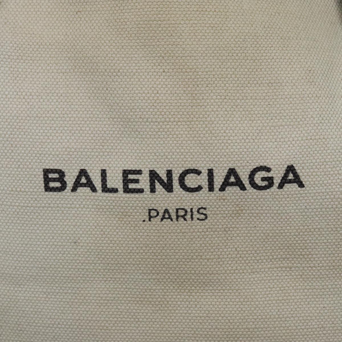 BALENCIAGA Navy Cabas S Hand Bag Canvas Silver Beige black 339933 Auth bs18436