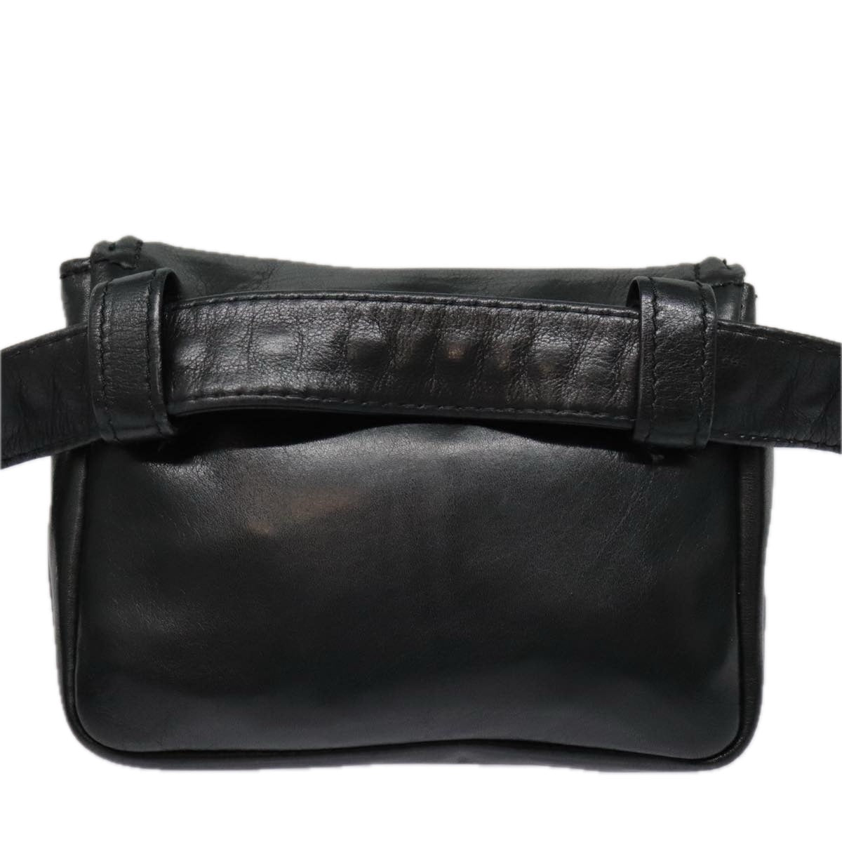 CHANEL Chain Waist bag Lamb Skin Black Gold CC Auth bs18476