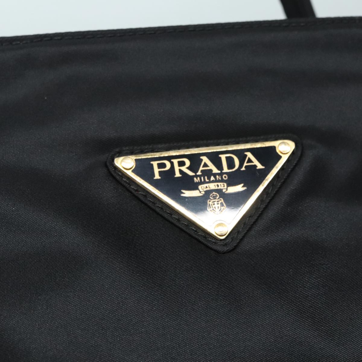 PRADA Hand Bag Nylon Black Silver Auth bs18504