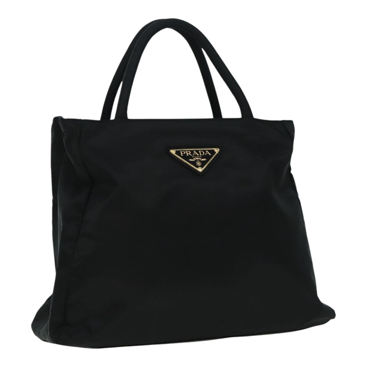 PRADA Hand Bag Nylon Black Silver Auth bs18504