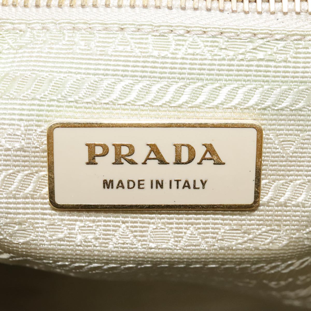 PRADA Hand Bag Nylon Beige Gold Auth bs18507