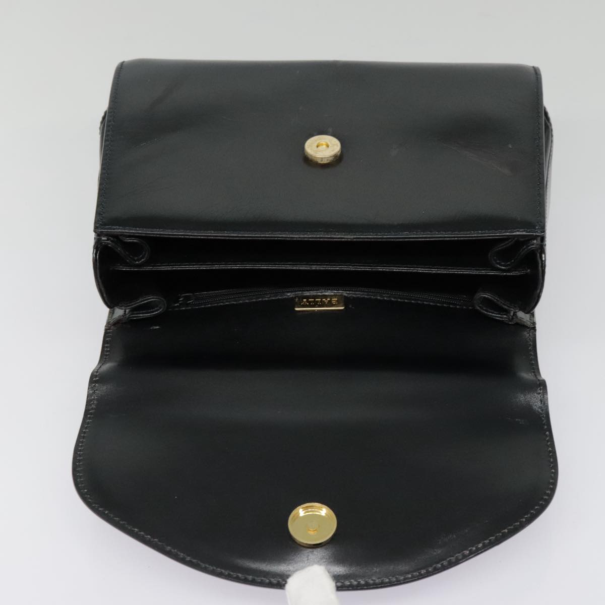 BALLY Hand Bag Leather Black Gold Auth bs18515