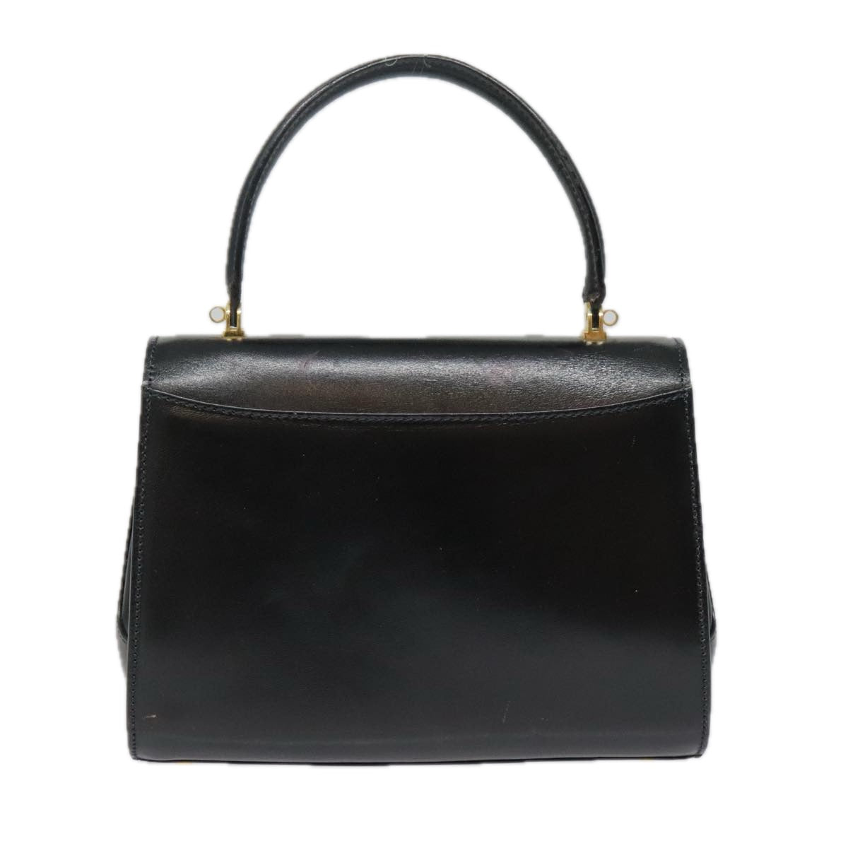 BALLY Hand Bag Leather Black Gold Auth bs18515